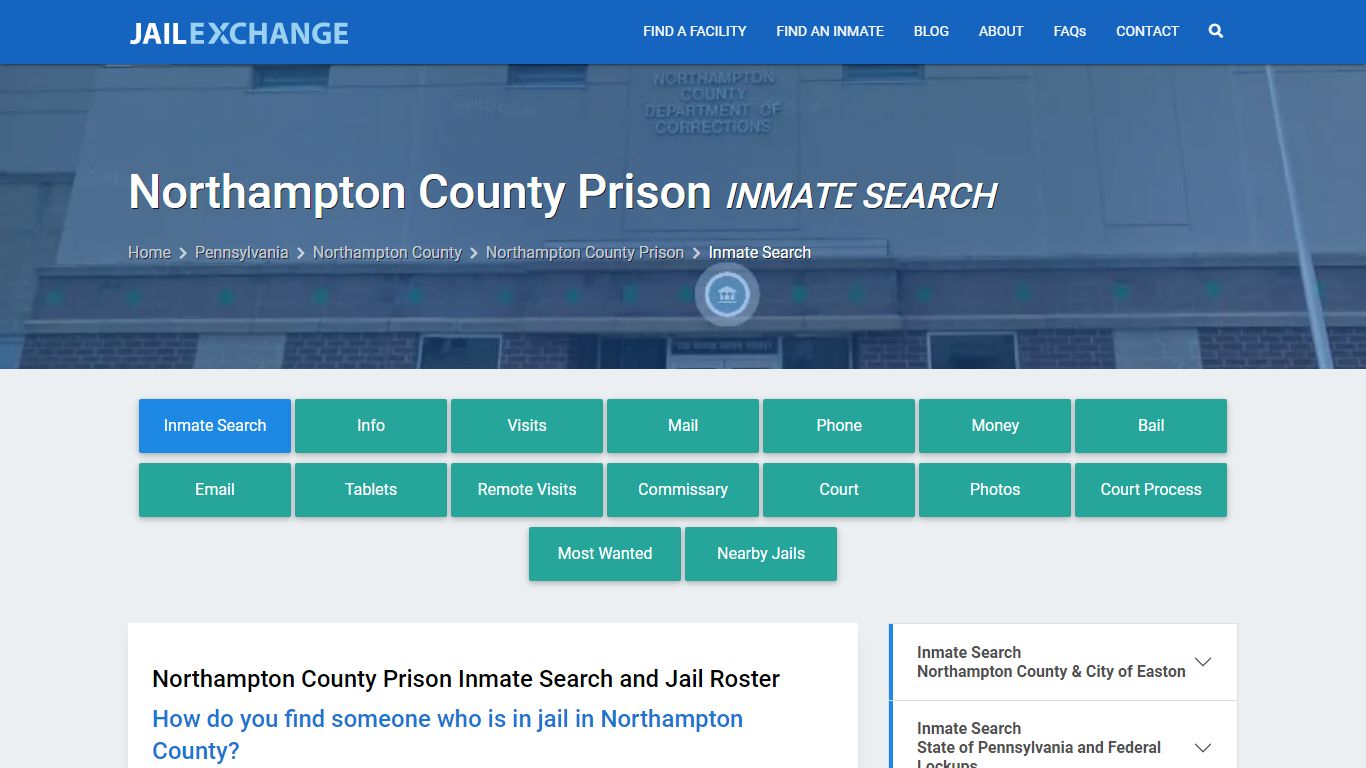 Northampton County Prison Inmate Search - Jail Exchange